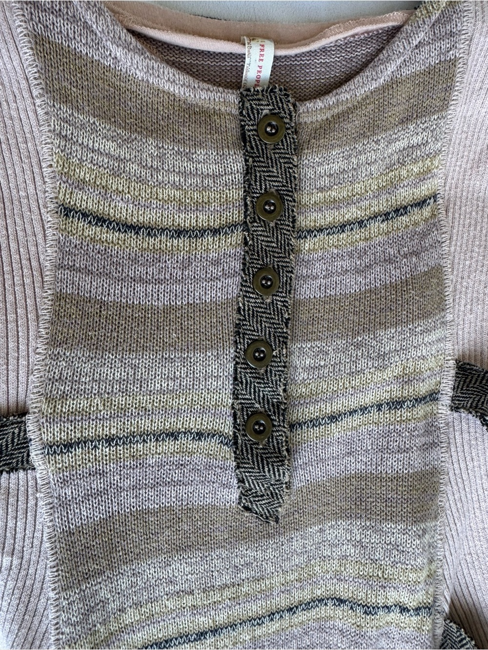 Free People Mixed Knit Striped Strap Dress Large Y2K boho vintage indie sleeze - Picture 5 of 9